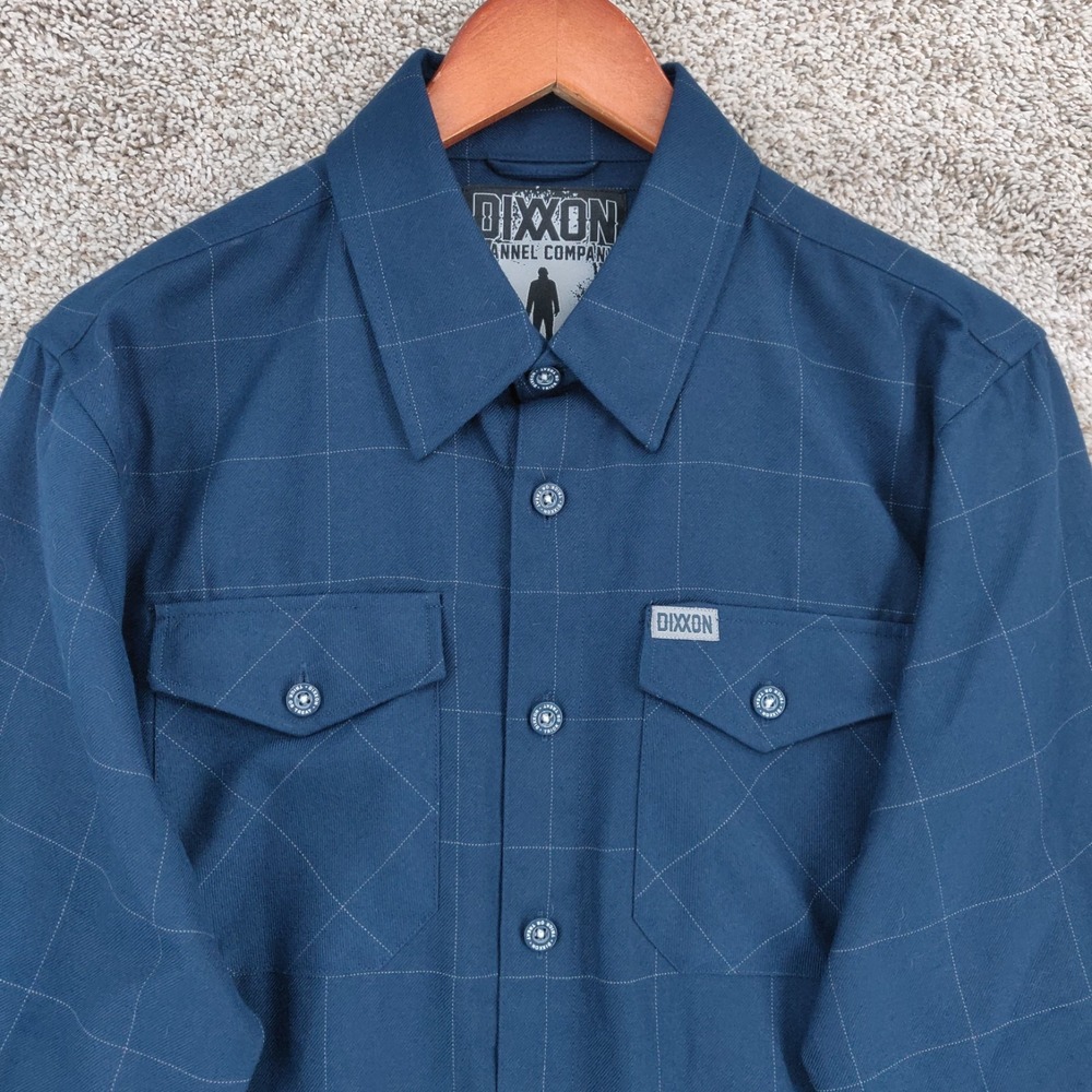 Dixxon Flannel The Myers Shirt Mens Small Blue Plaid Long Sleeve Button